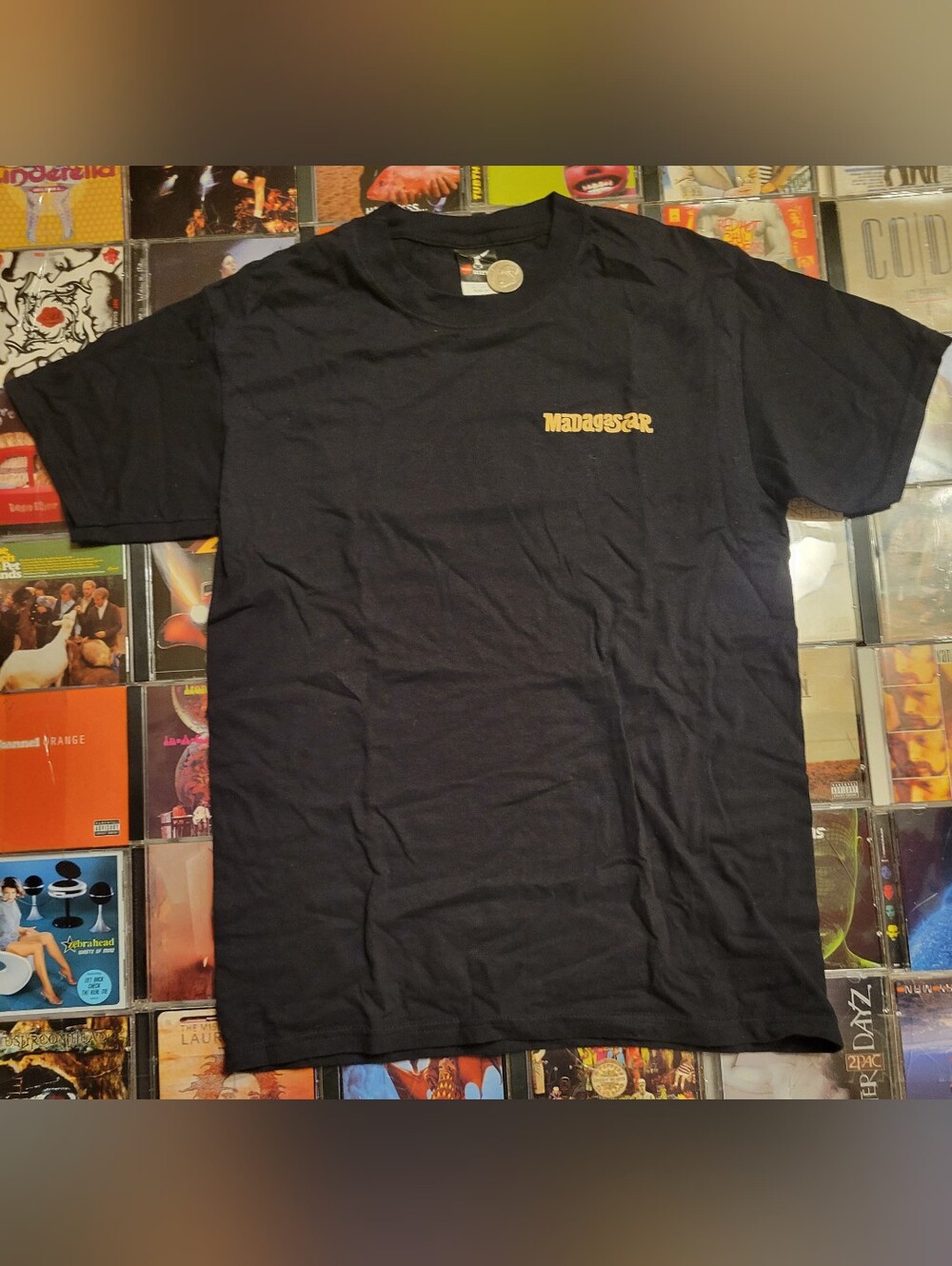 Hanes Black T-Shirt with Yellow Madagascar Chest Logo